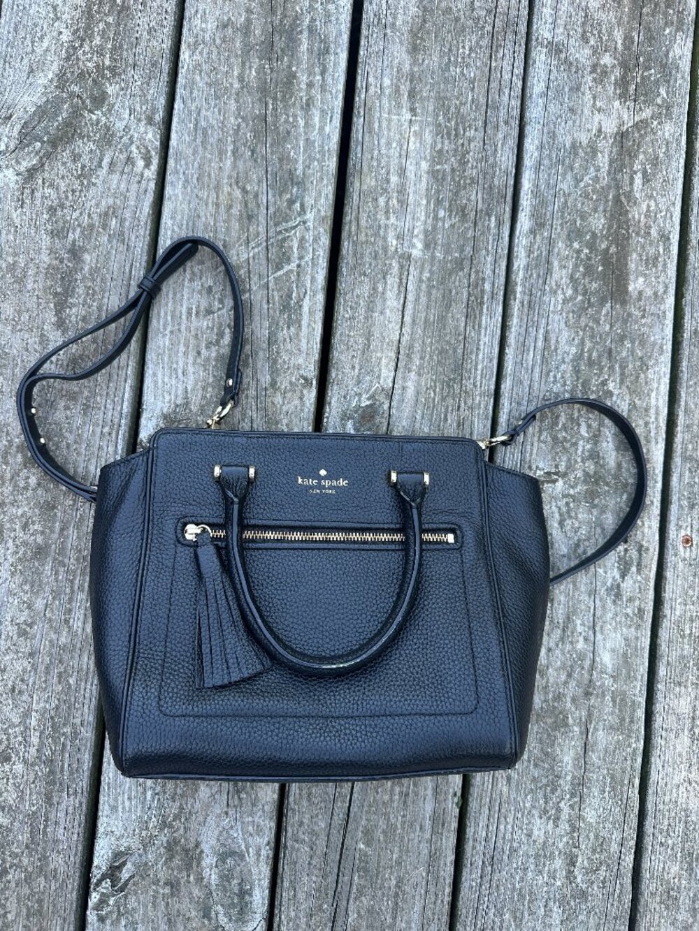 Kate Spade Chester Street Allyn Satchel Pebble Leather Black Purse Bag Crossbody